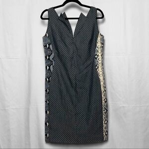 NEW Christian Chenail Original Straight Canvas Navy Polkadot Dress. Size 8. NWOT